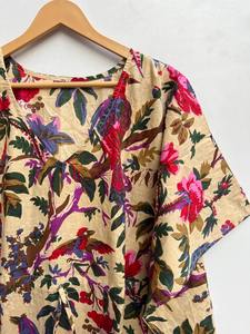 Vestido Kaftán de Algodón con Estampado de Aves para Mujer, Vestido Largo de Dama de Honor, Kaftán Indio Hecho a Mano, Vestido Maxi, Bata de Casa, Kaftán Indio Maxi - Product Image 6