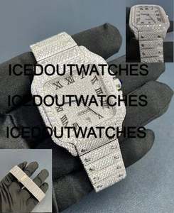 Montre-bracelet mécanique de luxe personnalisée en or blanc avec diamants Moissanite, style Hip Hop Iced Out pour hommes - Product Image 2