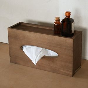 Porte-serviettes en bois rustique, décoration de table de salle à manger, cuisine, restaurant, café, maison, support de rangement pour papier absorbant - Product Image 2