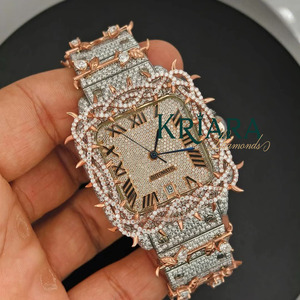 Moissanite Luxury Stainless Steel Silver <b>Watch</b> High Quality Genuine Diamonds Glass Roman Numeral Stylish <b>Watch</b> - Product Image 1
