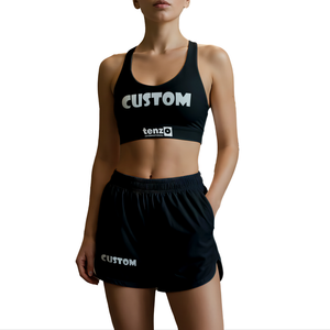 Tenzo Intl 2025 OEM ODM Ensemble sportif de yoga fitness pour femmes. Débardeur et short en spandex en polyester avec logo sur le devant - Product Image 4