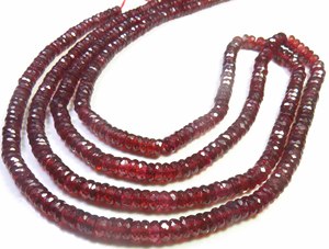 Cuentas de Granate Rojo Africano Natural de Calidad AAA, Forma de Disco Heishi, 4-5mm, Mozambique, Taladrado Central, Facetado, Plano, 9 Pulgadas - Product Image 2