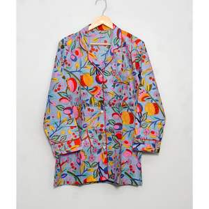 Conjunto de Pijama de Algodón Transpirable, Camisa de Pijama Larga, Ropa para Fiesta Nupcial, Conjunto de Pijama Cómodo, Traje de Dormir Floral, Ideal para el Verano - Product Image 3