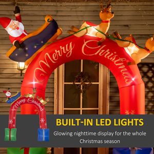 Outsunny 9 piedi di natale arco di Babbo Natale a cavallo slitta LED cortile gonfiabile decorazioni giardino all'aperto prato per feste - Product Image 5