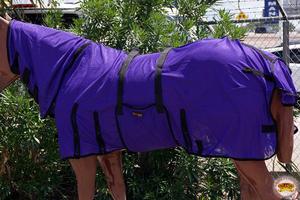 Manta para Caballo Miniatura de Poliéster Morado 1200D 50G, Tejido Impermeable con Combinación de Cinta Negra, Ideal para Invierno - Product Image 4