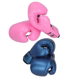 Gants de boxe en cuir bleu pour l'entraînement, doigts entièrement couverts, fermeture éclair intégrale, protection UV, sangle de poignet auto-agrippante, unisexe adulte - Product Image 2