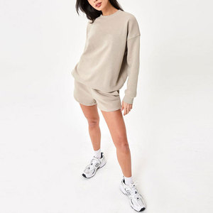 Sudadera Oversize de Cuello Redondo para Mujer, Color Sólido, 100% Algodón Tejido, Manga Larga, Otoño, Ecológica, Bordada, Estilo Urbano - Product Image 3