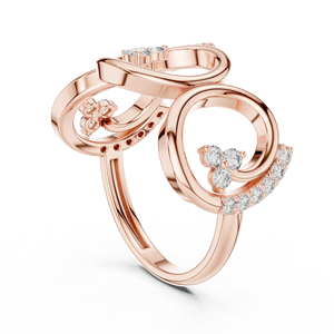 Anillo de Compromiso y Boda de Oro Rosa con Diamante Cultivado en Laboratorio, Banda Abierta, Halo Floral, Joyería Nupcial de Lujo, Regalo para Mujer - Product Image 3