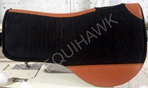 <b>Top</b> Selling Western <b>Woolen</b> Felt Contoured Saddle Pad with Leather Patch for Riding - Product Image 6