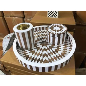 Grey Mother of Pearl Inlay <b>Bukhoor</b> <b>Burner</b> Set with Tray | Handmade Incense Holder & Storage Box - Product Image 2