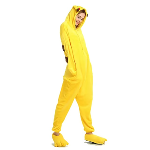 Pijama Enterizo con Capucha para Mujer, Color Amarillo, Personalizado, de Forro Polar, con Cubrepiés, Ropa de Invierno, Material Suave - Product Image 3