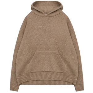 Sudadera con Capucha de Punto Bouclé Beige, Corte Holgado, Suave y Cómoda, Ropa de Invierno con Bolsillo Canguro y Capucha con Cordón Ajustable para Hombre y Mujer - Product Image 3