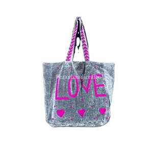 Wholesale Velvet Fabric Bags Hand Stitch Suzani <b>18X18</b> Size Shopping Bags Uzbek Embroidery Large Bags Boho Traveling Bags - Product Image 1