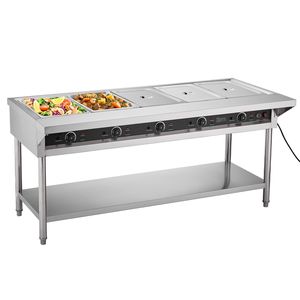 Commercial 5-Pan Electric Steam <b>Table</b> 750W X 5 Stainless Steel <b>Buffet</b> Catering Independent Temperature Warming Holding Equipment - Product Image 4