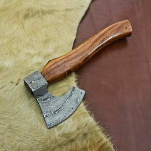 Hache Viking Artisanale Personnalisée 2025 en Acier Damas de Qualité Industrielle avec Manche en Bois de Rose, Mini Hache, Tête d'Hache, Garantie de 3 Ans - Product Image 1