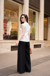 กางเกงขายาวสีดำสำหรับผู้หญิง เอวสูง จับจีบด้านหน้า ซิปหน้า ทรงเข้ารูป สไตล์ลำลองสำหรับใส่ทำงาน NERINA - Product Image 4