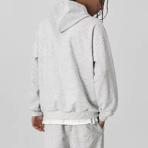 Sweat-shirt à capuche zippé pour homme, coupe classique, doublé, couleur unie, en molleton de coton, décontracté, séchage rapide, pour l'hiver, vert clair - Product Image 5