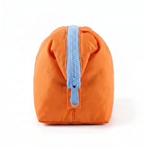 ROOTSMEN <b>Lady</b> Orange Nylon Cosmetic Bag with Embroidered Logo Zipper Closure Customizable Pattern Fluffy Portable Medium Size - Product Image 4