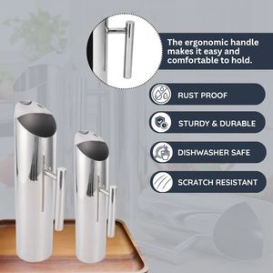 Venta al por mayor de jarra de agua de acero inoxidable Serveware de la mejor calidad con asa recta tetera jarra para el hogar - Product Image 2