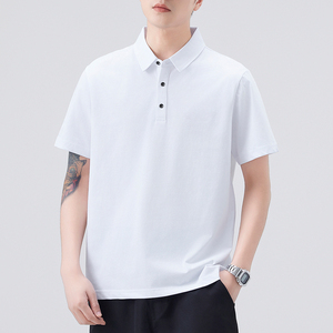 Polo à manches courtes pour homme, noir uni, 100% coton piqué, coupe décontractée - Product Image 3