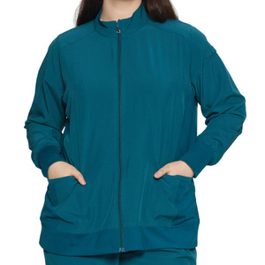 Chaqueta Sanitaria Azul Verdoso para Mujer, de Poliéster Tejido, con Cremallera Completa, Uniforme Hospitalario con Bolsillos y Detección de Agujas - Product Image 1