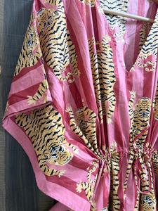 Women 100% Cotton Floral Maxi <b>Kaftan</b> Dress Batwing Sleeves Eco-Friendly Striped <b>Beach</b> Cover Boho Resort Wear Kimono Summer Tunic - Product Image 3