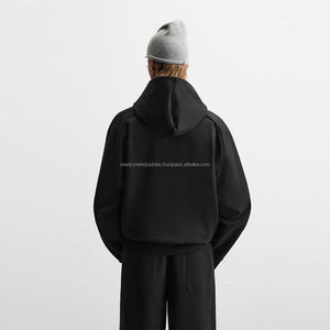 Vente en gros 400 Gsm sweat à capuche en coton épais pour hommes logo brodé personnalisé en vrac sweats à capuche surdimensionnés en éponge française sans ficelle hiver - Product Image 2
