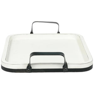 Bandeja de madera blanca de gran venta, bandeja Rectangular de madera maciza para servir y decorar con asas de Metal para bares, restaurantes y uso doméstico - Product Image 2
