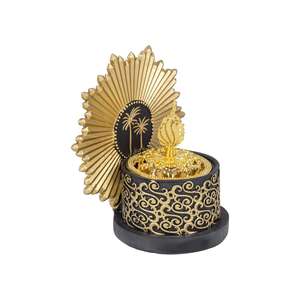 Quemador de incienso árabe de lujo, dorado y negro, quemador de incienso Oud, difusor de aroma islámico decorativo, soporte para incienso con fragancia para el hogar - Product Image 1