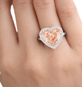 Anillo de Diamantes Rosados en Forma de Corazón de Lujo y Diamantes Naturales, Plata de Ley 925, Oro Sólido de 18K, Anillo de Compromiso, Anillo de Regalo Romántico - Product Image 6