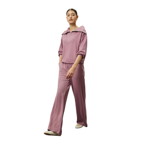 เสื้อสเวตเชิ้ตโอเวอร์ไซส์ทรงหลวมสำหรับผู้หญิง คอวี แขนยาว สีพื้น ผ้าฝ้ายถัก 100% ระบายอากาศได้ดี มีซับในด้านหน้า สไตล์ฤดูใบไม้ร่วง - Product Image 1