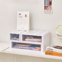 Grand Organisateur de Rangement Modulaire Empilable pour Bureau avec Tiroirs Systématiques, Meuble de Rangement en Plastique Transparent pour Documents A4