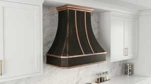 Customized High Demanded Copper Range Hood Dark Copper Body with Bright Copper Trim <b>Wall</b>-Mount Kitchen <b>Vent</b> Hood - Product Image 4