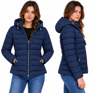 Doudoune noire matelassée pour femme avec capuche, manteau d'hiver chaud et décontracté, coupe ajustée, vêtement thermique, vêtements OEM - Product Image 5