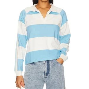 เสื้อเชิ้ตผู้หญิงสั่งทำพิเศษ ระบายอากาศได้ดี ทรงครอปป์ ปักลายลำลอง ลายทางพิมพ์ลายแขนเสื้อ สไตล์สตรีท ขายส่ง เสื้อโปโลแขนสั้น 2026 - Product Image 1