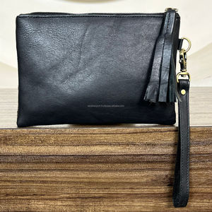 New Personalized Hair On Cowhide Leather Tassel Zipper Purse for Women's Western Real Genuine Leather Clutch With Hand <b>Wristlet</b> - Product Image 5