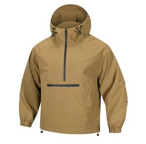 <b>Men's</b> Eco-Friendly Bomber <b>Jacket</b> Windproof PU Coated <b>Half</b>-<b>Zip</b> Solid Color Casual Autumn Regular Fit Polyester Shell Logo Front - Product Image 1