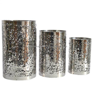 Juego de portavelas votivo de hierro redondo de 2 piezas con acabado plateado para iluminar la decoración del hogar y otros portavelas - Product Image 2