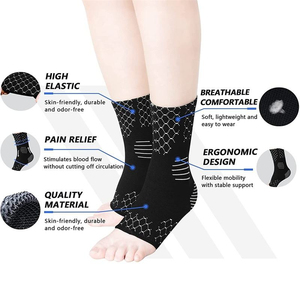 Breathable Soft Nylon Copper <b>Ankle</b> <b>Support</b> Sleeves Adjustable Sports Compression Protection Unisex Eco-Friendly <b>Ankle</b> Brace - Product Image 3