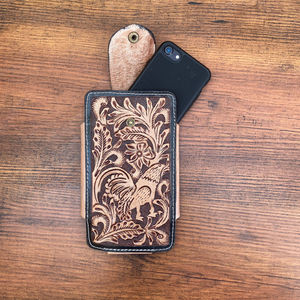 OEM el Tooled telefon kılıfı kemer döngü klip telefon çantası yürüyüş tırmanma spor bel çantası hakiki deri cep telefonu kılıfı - Product Image 5
