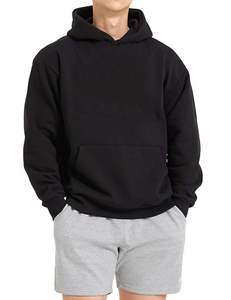 Sudadera con Capucha Negra Personalizada al por Mayor de Alta Calidad, con Logotipo Personalizado, 400G, 100% Algodón, Felpa Gruesa, Talla Grande - Product Image 2