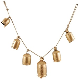 Gold Metal Tibetan Style <b>Bells</b> Hanging Rope Decorative <b>Bell</b> Garland Bohemian Ornament for Home Decor - Product Image 1