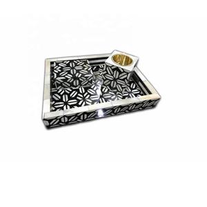 ชุดถาดแม่ของไข่มุกอินเลย์พร้อมกล่องใส่ไฟชุดเตา bakhoor ชุดเครื่องเขียนงานฝีมืออินเดีย - Product Image 5