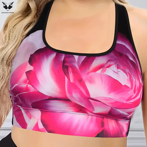 Soutien-gorge de sport respirant personnalisé OEM pour femme, grande taille, imprimé floral, dos nageur, vêtements de fitness pour femme - Product Image 4