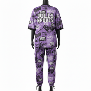 Women Premium GSM <b>Mesh</b> Fabric Jersey Pant <b>Set</b> Purple Graphic Sublimation Custom Logo Outfit <b>Mesh</b> Jersey and pant Women's <b>Sets</b> - Product Image 2