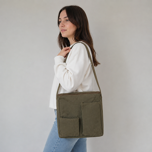 Sac fourre-tout de voyage pour femmes, 390 GSM, coton biologique GOTS, toile épaisse, fermeture à glissière, 27x27x20 cm, logo personnalisé, vente en gros, OEM - Product Image 4