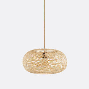 Unique Two Tone Rattan Pendant <b>Light</b> Shade Handmade <b>Wicker</b> Three Tiered UFO Lampshade Decorative <b>Ceiling</b> Cover Dining - Product Image 1