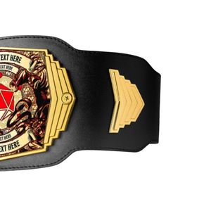 Cinturón de Campeonato Personalizable con Texto y Diseño Personalizados, Cinturón Negro y Dorado para Deportes, Videojuegos y Eventos Especiales - Product Image 3