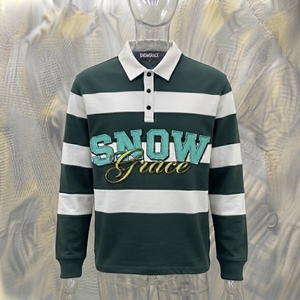 Chemise en jersey respirante à manches courtes rayée unisexe Snowgrace avec logo brodé, coupe décontractée, vêtements d'été pour adultes - Product Image 3