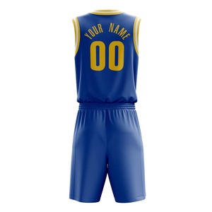 Ensemble de maillots de basket-ball sublimés personnalisés, blanc et bleu, col en V, sans manches, évacuation de l'humidité, impression du nom de l'équipe, unisexe pour adultes - Product Image 4
